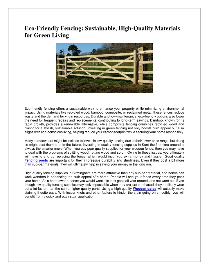 eco friendly fencing sustainable high quality