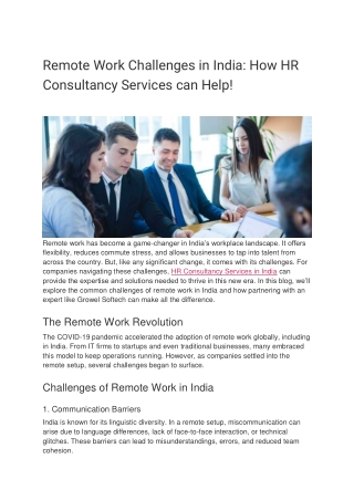 Remote Work Challenges in India_ How HR Consultancy Services can Help