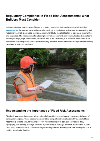 Regulatory Compliance in Flood Risk Assessments What Builders Must Consider