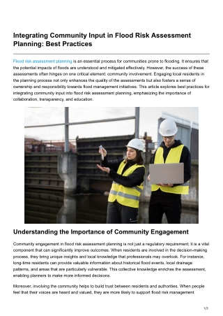 Integrating Community Input in Flood Risk Assessment Planning BestPractices