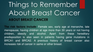 Things to Remember About Breast Cancer