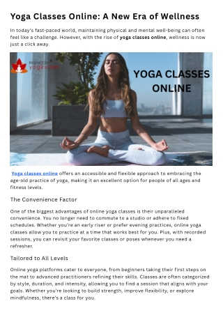 Yoga Classes Online