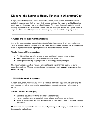 Discover the Secret to Happy Tenants in Oklahoma City