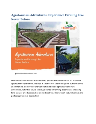 Agrotourism Adventures Experience Farming Like Never Before