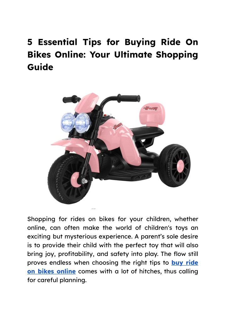 5 essential tips for buying ride on bikes online