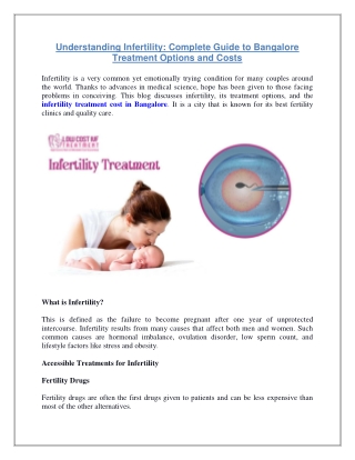 Understanding Infertility Complete Guide to Bangalore Treatment Options and Costs