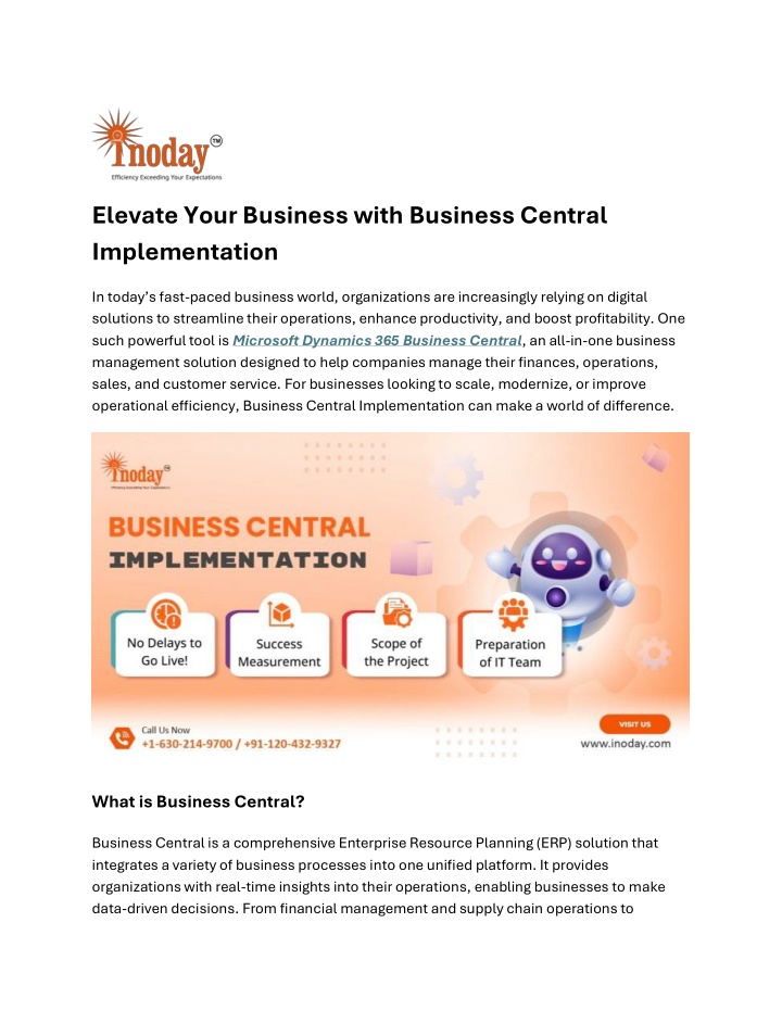 elevate your business with business central