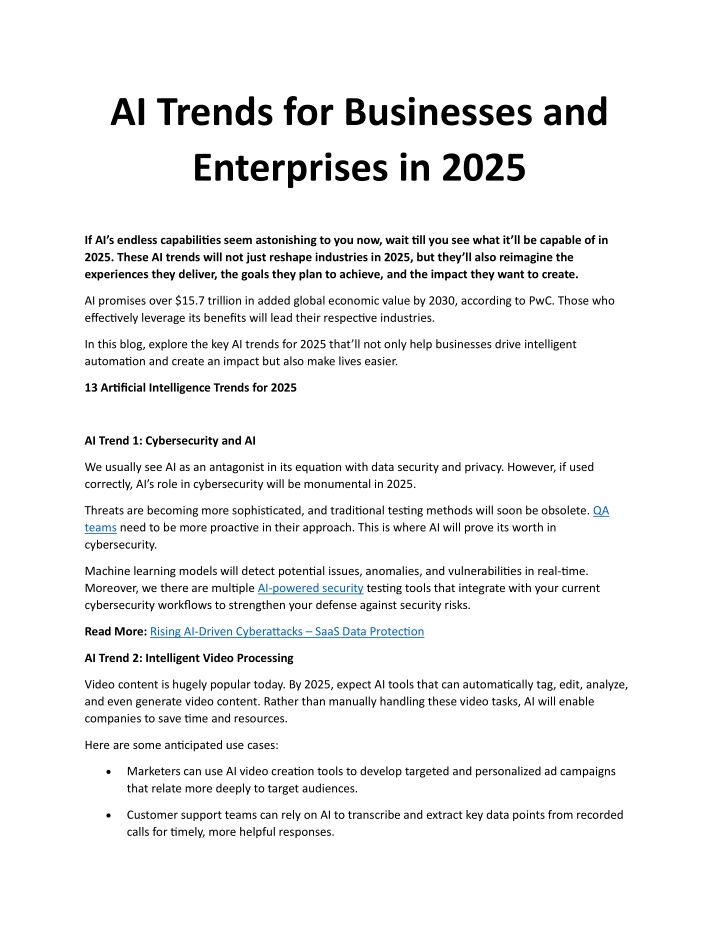 ai trends for businesses and enterprises in 2025