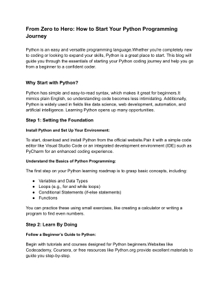 From Zero to Hero_ How to Start Your Python Programming Journey