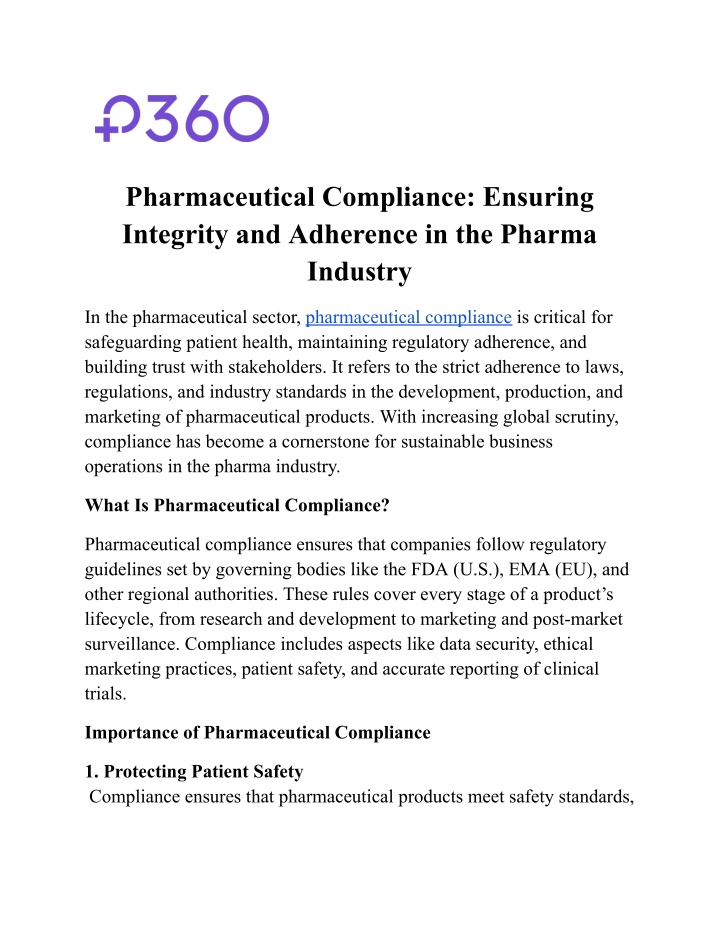 pharmaceutical compliance ensuring integrity