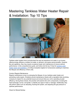 Mastering Tankless Water Heater Repair & Installation_ Top 10 Tips