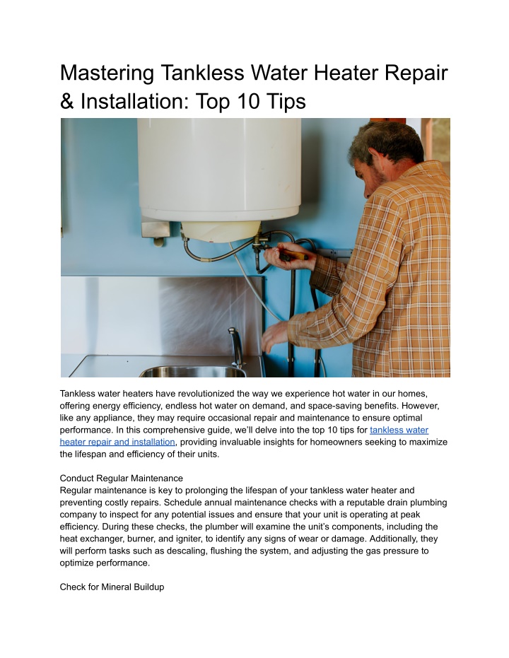 mastering tankless water heater repair