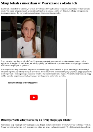 skup lokali i mieszka w warszawie i okolicach