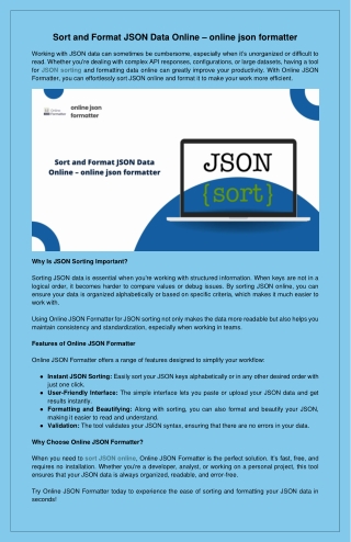 sort and format json data online online json