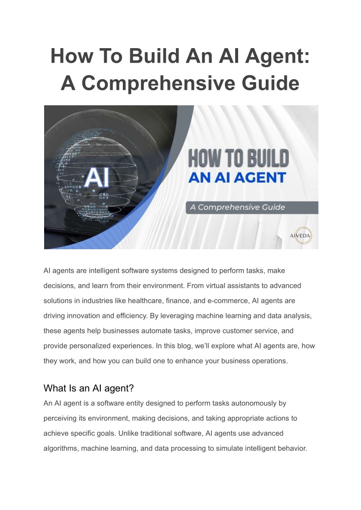 how to build an ai agent a comprehensive guide