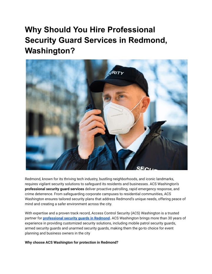 why should you hire professional security guard