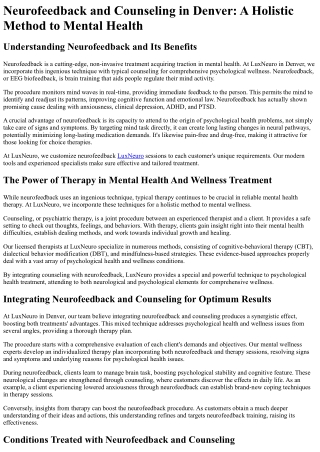 neurofeedback and counseling in denver a holistic