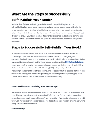 what are the steps to successfully self publish