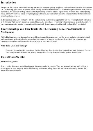 Craftsmanship You Can Trust: On The Fencing Fence Contractors in Melbourne