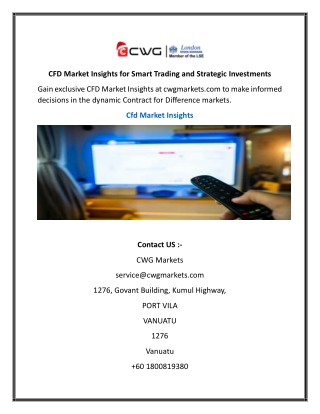 CFD Market Insights for Smart Trading and Strategic Investments