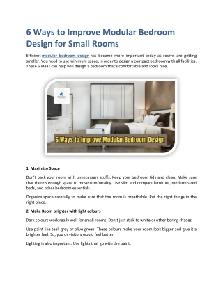 6 ways to improve modular bedroom design