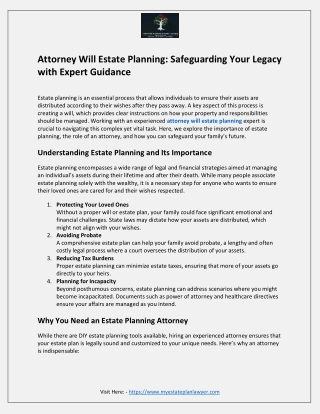 Attorney Will Estate Planning Safeguarding Your Legacy with Expert Guidance