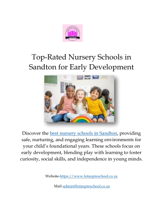 Top-Rated Nursery Schools in Sandton for Early Development