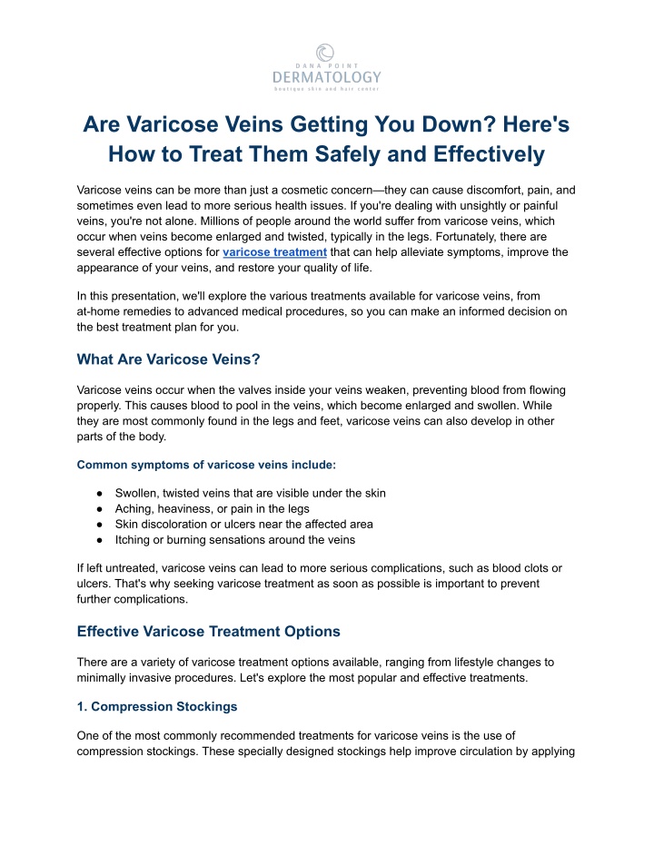 are varicose veins getting you down here