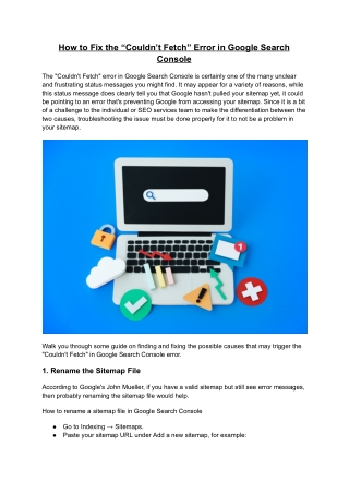 how to fix the couldn t fetch error in google