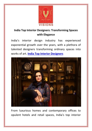 India Top Interior Designers Transforming Spaces with Elegance