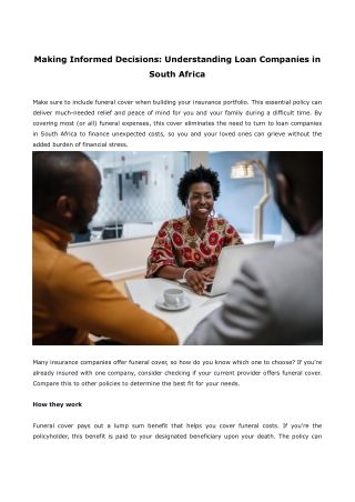 Making Informed Decisions Understanding Loan Companies in South Africa