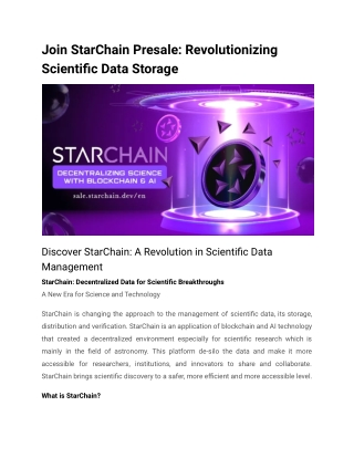 join starchain presale revolutionizing scientific