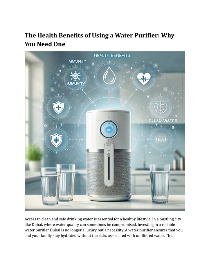 the health benefits of using a water purifier