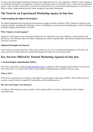 Proven Results: An Experienced Marketing Agency in San Jose