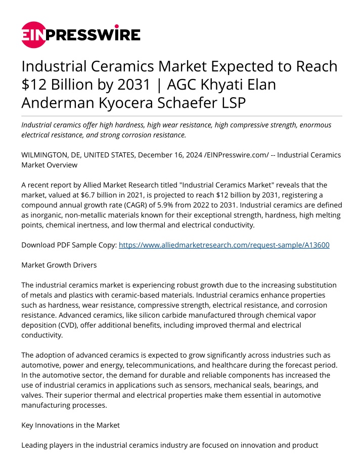 industrial ceramics market expected to reach