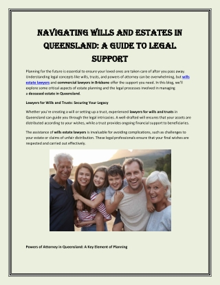 Navigating Wills and Estates in Queensland A Guide to Legal Support