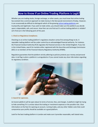 How to Know if an Online Trading Platform is Legit