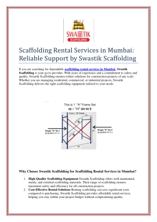 Scaffolding Rental Services in Mumbai: Reliable Support by Swastik Scaffolding