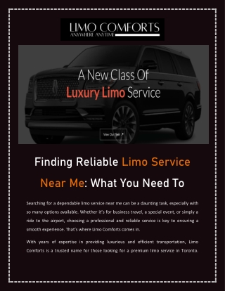 Finding Reliable Limo Service Near Me What You Need To Know