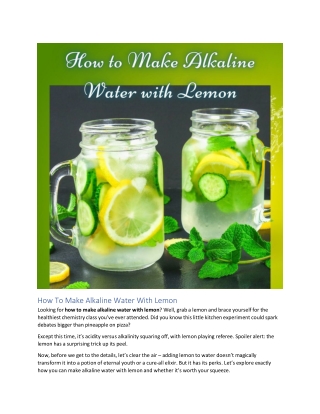how to make alkaline water with lemon looking