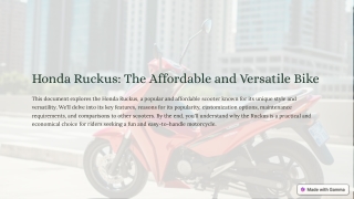 Honda Ruckus - The Affordable and Versatile Bike
