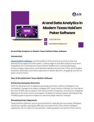 ai and data analytics in modern texas hold