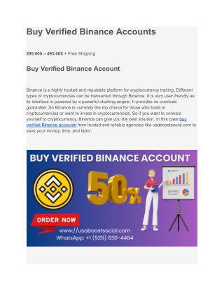 Buy Verified Binance Accounts