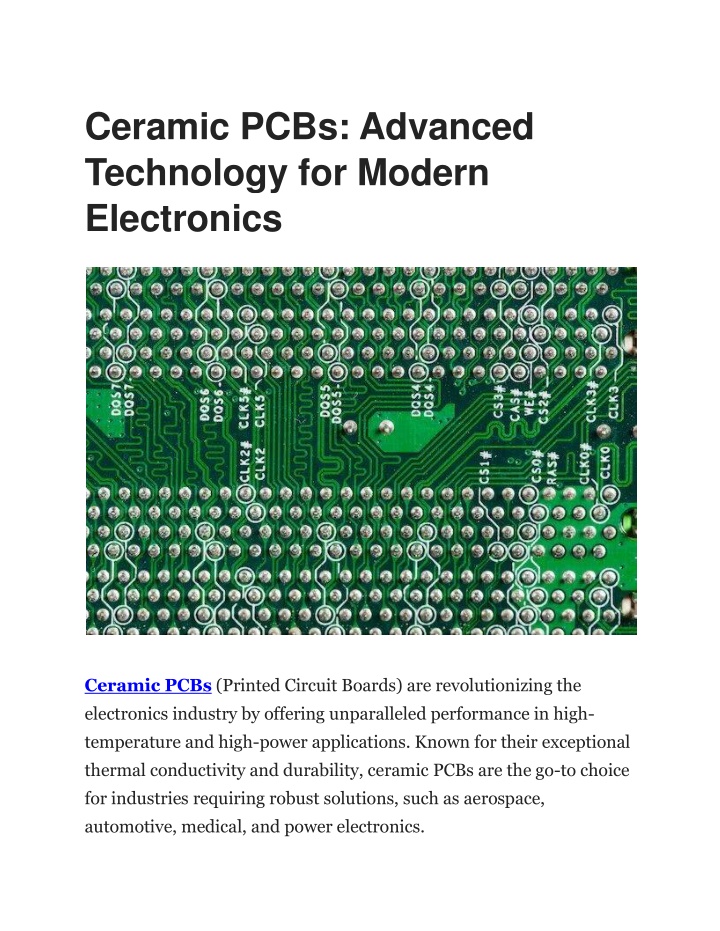 ceramic pcbs advanced technology for modern