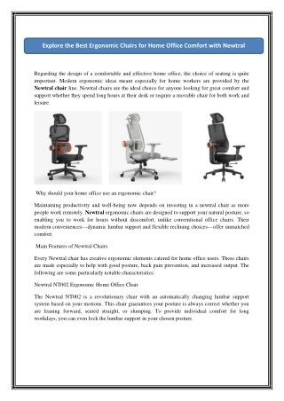 Explore the Best Ergonomic Chairs for Home Office Comfort with Newtral