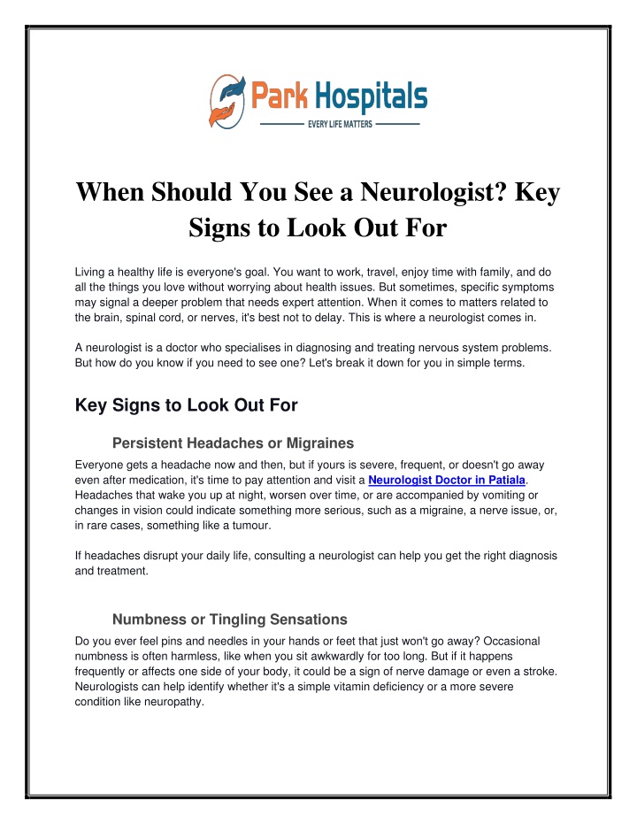 when should you see a neurologist key signs