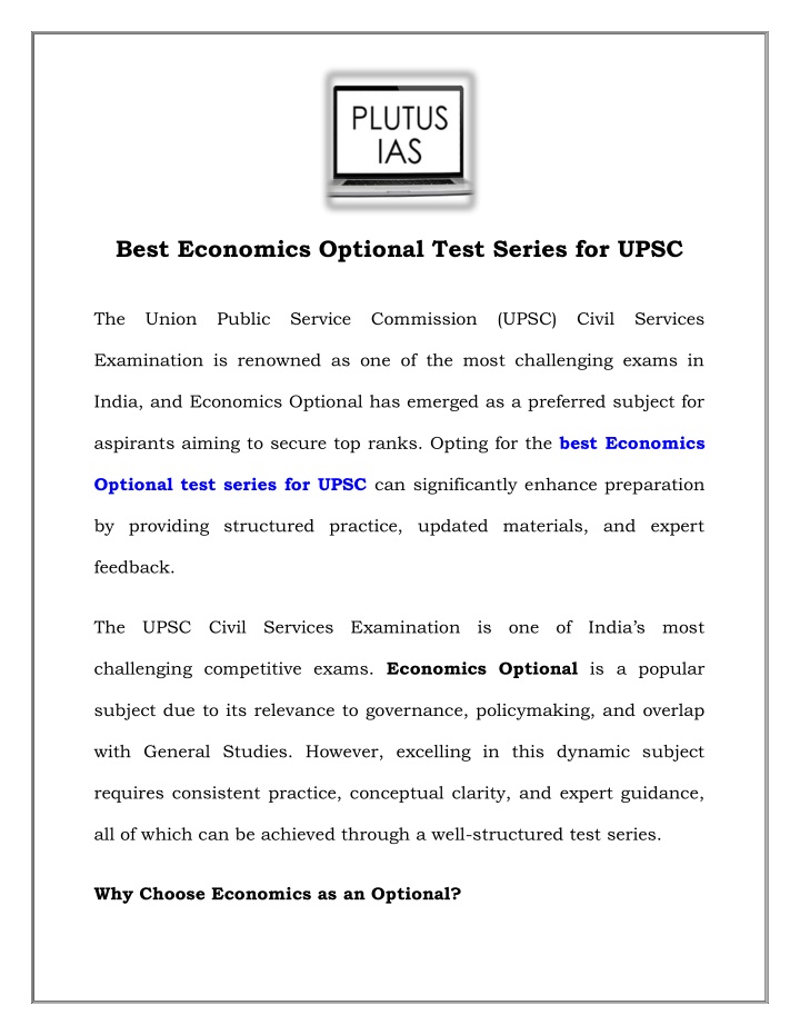 best economics optional test series for upsc