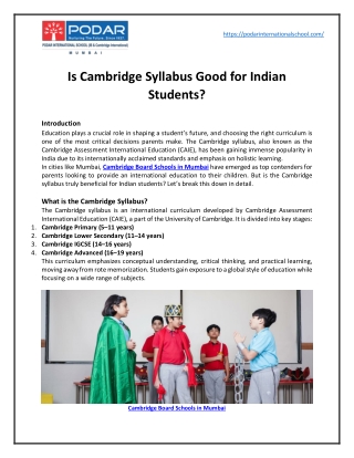 Is Cambridge Syllabus Good for Indian Students