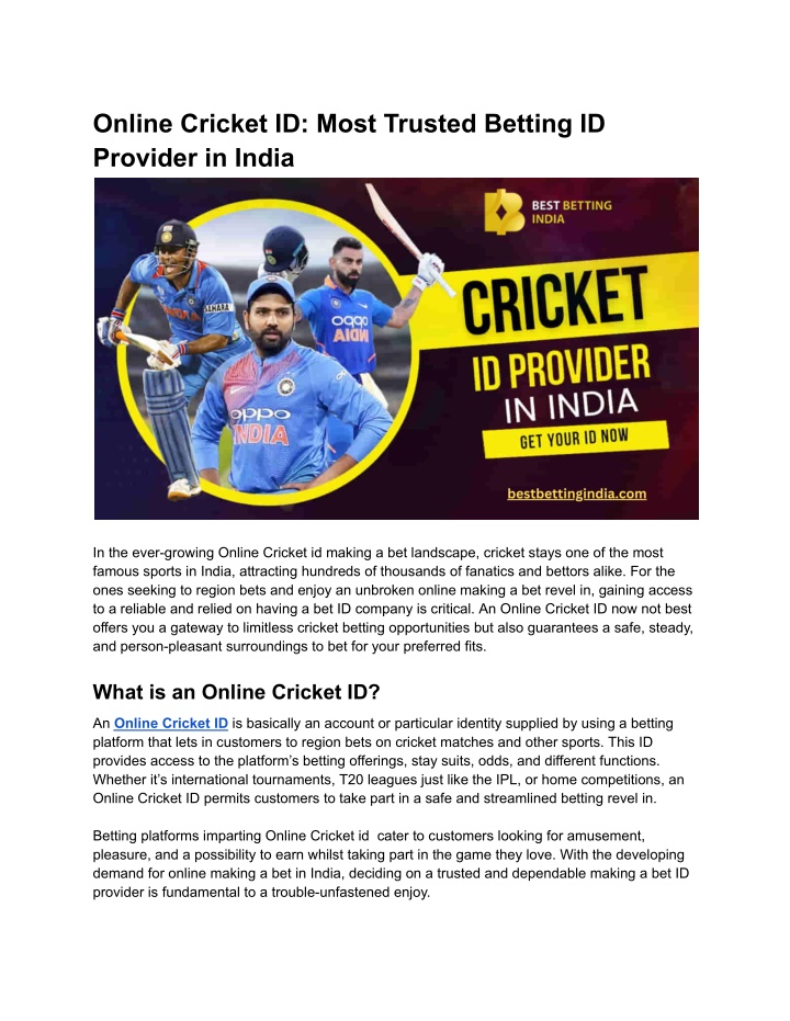 online cricket id most trusted betting