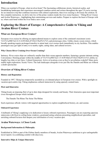Exploring the Heart of Europe: A Comprehensive Guide to Viking and Avalon River